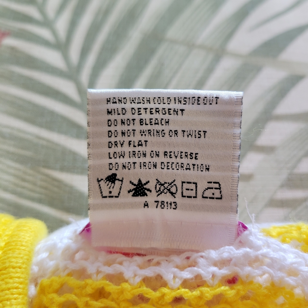 3/$25 Quacker Factory Open Knit Crochet Beach Sweater Hoodie Zipper Stripe Med - Picture 10 of 12